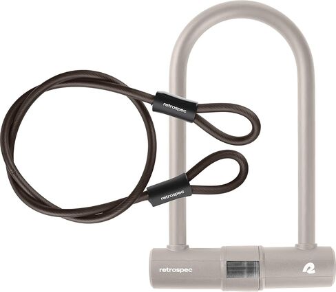 قفل الدراجة Retrospec Lookout U-Lock مع كابل أمان بطول 4 أقدام، قفل دراجة عالي التحمل مضاد للسرقة مع تكبل 14 مم، تصميم مقاوم للدوران وآمن in Kuwait