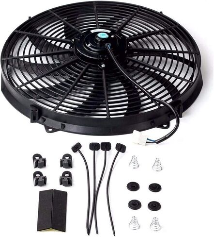 16 inch Electric Radiator Fan, 3000 CFM 10 Blades Electric Fan Automotive Black with Thermostat Wiring Switch Relay Kit in Saudi Arabia