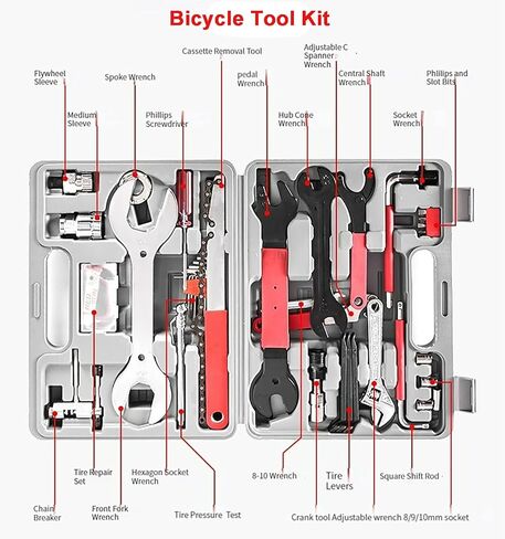 مجموعة أدوات الدراجة من كوتوككر، مجموعة أدوات الدراجة المكونة من 44 قطعة لسهولة صيانة وإصلاح الدراجة الجبلية مع حقيبة تخزين متينة in Kuwait