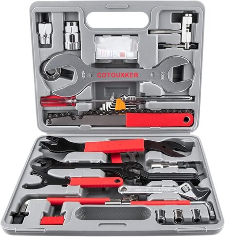 مجموعة أدوات الدراجة من كوتوككر، مجموعة أدوات الدراجة المكونة من 44 قطعة لسهولة صيانة وإصلاح الدراجة الجبلية مع حقيبة تخزين متينة in Kuwait