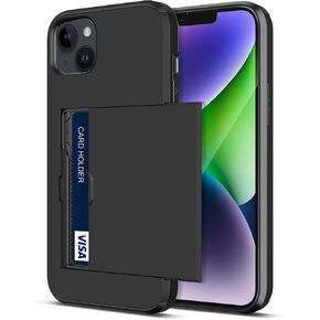 Jiunai for iPhone 14 Case Wallet, Credit Card Holder IDs Wallet Slot Minimalist Shockproof Dual Layer Heavy Duty Hybrid Bumper Anti Scratch Protective Phone Case for iPhone 14 6.1’’ 5G 2022 Black