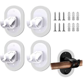 4 PCS Curtain Rod Bracket Holder - Universal Self Adhesive Wall Mount for 0.6'' to 1.5'' Rods, Heavy Duty Curtain Rod Hooks for Bathroom, Kitchen, Living Room (Black) (4pcs Black)