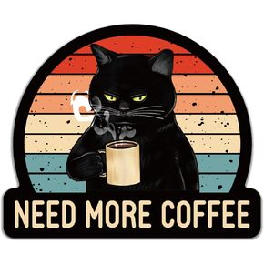 YAZMEEN 20 Pcs Funny Black Cat Coffee Stickers 2.5" Need More Coffee Nursing Stickers Decals for Water Bottle Laptop Phone Funny Work Accessories for Nurse Doctor Teacher Coworker Medical Staff