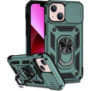 حافظة Hitaoyou متوافقة مع iPhone 13، حافظة هاتف iPhone 13، حافظة iPhone 13 مع غطاء كاميرا ومسند حافظة مغناطيسية متينة مقاومة للصدمات بدرجة عسكرية لهاتف iPhone 13، أحمر