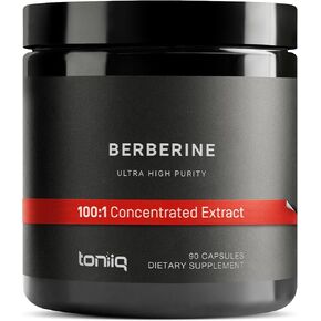 Toniiq Ultra High Strength Berberine HCl 500mg from The Himalayas - Berberine Supplement - 97% Tested Purity Extract - Wild Harvested - Concentrated Berberine 500mg Supplements - 90 Veggie Capsules