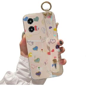 for Motorola Moto G 5g 2024 Case, G Play 5g 2024 Case 6.6" [Not 4g] with Wrist Strap Stand Glitter Cute Kawaii Cartoon Pattern Shockproof Protective Phone Case for Girls Women - Sunflower