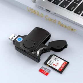 USB 3.0 SD Card Reader, 5Gbps 2-in-1 SD Card Adapter High-Speed Micro SD Memory Card Reader Support SD/Micro SD/TF/SDHC/SDXC/MMC/Micro SDXC/UHS-I Card Reader for Mac Windows Linux Chrome PC Laptop