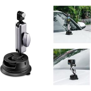 Taoke 360°Rotation Aluminum Alloy Suction Cup Car Mount with Phone Holder for Go-Pro Series Ins-ta360 X3 D-JI Ac-tion3/4 Pocket Sport Cameras