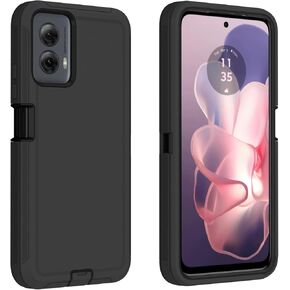 for Motorola Moto G Power 5G 2024 Case, Defender Case Heavy Duty Shockproof Dustproof 3 in 1 Rugged Protective Phone Cover for Moto G Power 5G 2024 (Black)