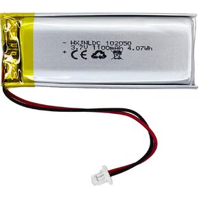 DC 3.7V 1100mAh 102050 Rechargeable Lithium Polymer Battery, Suitable for DIY 3.7-5V Electronic Products with Built-in 2-Wire Battery Replacement and LED Lights
