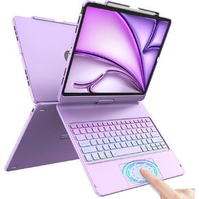 GGH Keyboard Case for iPad Air 13 (M2) 2024 & iPad Pro 12.9 (4th, 3rd Gen) - 180° Rotatable, Multi-Touch Trackpad with Pencil Holder & Backlit Keyboard