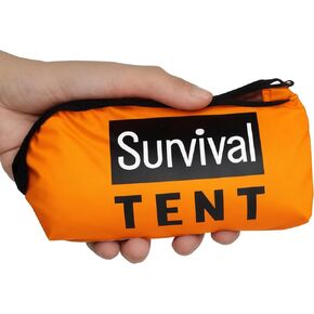 Emergency Survival Tent Shelter for Bug Out Bag Storm Shelter Survival Tent with Doors Tornado Shelter for Camping Tactical Tent for Survival Kit 2 Person with Whistle & Paracord Orange