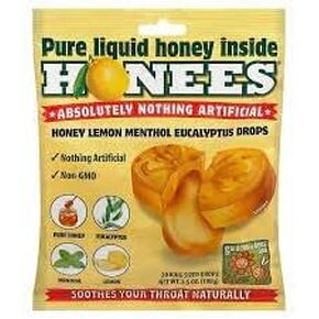 Honees Cough Drops 3 Flavors Honey + Lemon + Eucalyptus 3 Pack Total 60 Drops