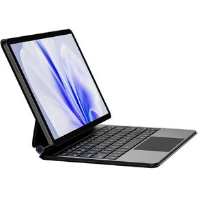 Keyboard Case for Samsung Galaxy Tab S7+/S8+/S9+/S7 FE/S9FE+ 12.4inch, Case with Keyboard Magnetic Floating Cantilever Stand, Multi-Touch Trackpad, 7 Colors Backlight, 1.6lbs-Black