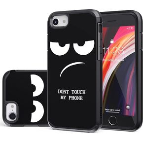 for iPhone SE Case(2022/2020) iPhone 8/7 Case, Cute [Don't Touch My Phone] Shockproof Dual Layer Heavy Duty Protective Silicone Plastic Cover for Girls Women Boys Men Phone Case (4.7-inch)