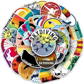 Skydiving Stickers for Laptop (50 PCS),Gift for Children Teens Adults Girl Boys,Waterproof Stickers for Water Bottle,Skydiving Vinyl Stickers for Scrapbook,Skateboard,Bike,Phone,Dairy