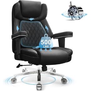 Big and Tall Office Chair 500lbs, Heavy Duty Office Chair with Large Wheels, Extra Wide Office Chair,Adjustbale Ergonomic Lumbar Support,High Back Rocking Computer Chair for Heavy People