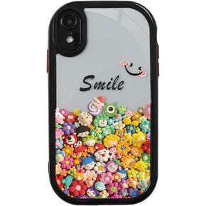for iPhone XR Case Floral, Translucent Hard Back Smile Flower Pattern Design Silicone Soft Edge Shockproof Cover, Enhanced Camera Protection Phone Case for Women Girls -6.1 inch, Pink