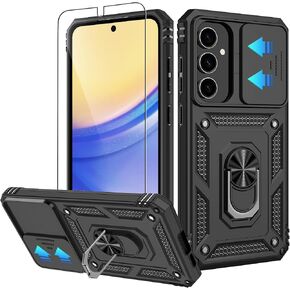 for Samsung Galaxy S24 FE Case,with HD Screen Protector,[Slide Camera Cover], Military Grade Rugged Drop Protective Case with Magnetic Shockproof Kickstand for Galaxy S24 FE (Red) in Saudi Arabia