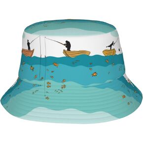 Fishing Fisherman Caps Funny Hat Cute Bucket Hats Fishing Cap Packable Foldable Hat for Outdoor