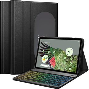 Case with Keyboard for Google Pixel Tablet 11 Inch 2023 Release, 7 Color Rainbow Backlight Detachable Bluetooth Keyboard Cover for Pixel Tablet 11" (Pixel Tablet 11" 2023)