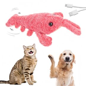 Floppy Lobster Interactive Dog Toy - Fun Plush, Jumping & Moving for Medium Dogs, Durable Chew Toy for Teething, Pet Gift (Orange)