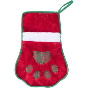 ZippyPaws Christmas Stocking Dog Toy - Plush Squeaky Holiday Dog Gifts for Small & Medium Puppy Dogs, Interactive Hide & Seek Stocking Stuffers for Pets - Red Paw