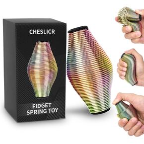 Metal Fidget Spring Toys Adults, Christmas Stocking Stuffer Gift for Teen Boy Men, Stainless Steel Stress Ball Figette Toys Cool Gadget Office Desk ADHD Toys Quiet Anxiety Relief Item