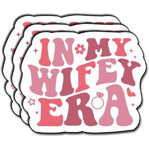(3Pcs) in My Wifey Era Sticker, Gifts for Wife Sticker Decorate Books, Laptops, Water Bottles, Kindles Stickers, Love Wife 3" Waterproof Vinyl Sticker Vintage Retro Groovy Design, Size 3x2.52 Inch