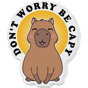 (3 PCs) Capybara Don't Worry Be Capy Waterproof Vinyl Stickers 3 Inches