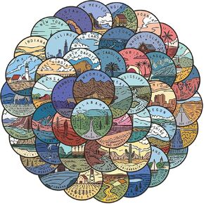 50PCS American Landscape Stickers Laptop Car Tablet Guitar Scrapbook Phone Skateboard Bike Travel Case Cute Paper Stickers Vinyl Waterproof Stickers for Teens Boys Girls Adults