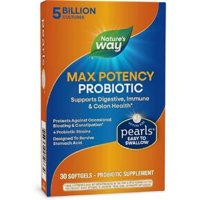Nature's Way Probiotic Pearls Max Potency for Men and Women, Digestive and Immune Health Support* Supplement, 30 Softgels