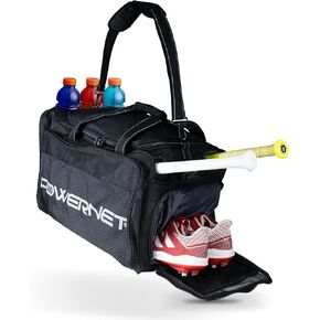 PowerNet Bat Vault Bag | Pro Bat Duffle | Baseball Softball | Removable Bat Rack with Hook to Attach to Fence | Padded Bat Compartment | Fits 34 Inch Bats