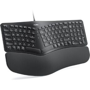 Nulea RT05C Wired Ergonomic Keyboard, Split Keyboard with Cushioned Wrist Rest, Adjustable Tilt Legs, Plug and Play, USB Corded, Compatible with Windows/Mac-White