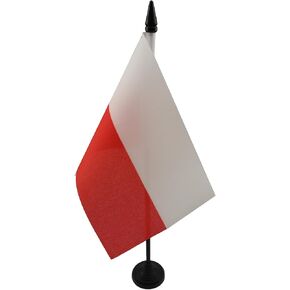 AZ FLAG Poland Table Flag 4'' x 6'' - Polish Desk Flag 15 x 10 cm - Black Plastic Stick and Base