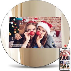 Digital Picture Frame WiFi Digital Photo Frame, IPS HD Display Touch Screen,32GB Storage, Slideshow, Wall Mountable, Auto-Rotate, Share Photos and Video via Uhale App, Silver Mirrored