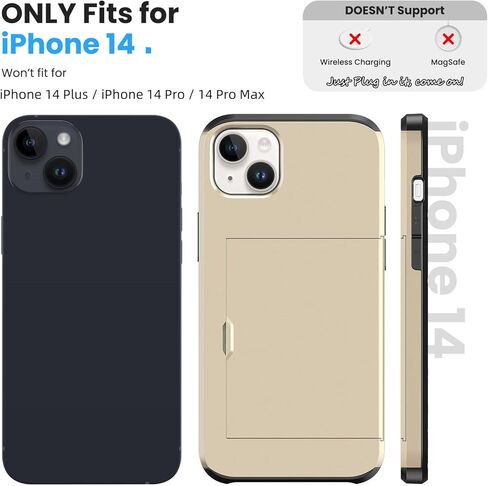محفظة Jiunai لهاتف iPhone 14، فتحة محفظة لبطاقات الائتمان وبطاقات الهوية وطبقة مزدوجة مقاومة للصدمات وشديدة التحمل ومضادة للخدش لهاتف iPhone 14 6.1 بوصة 5G 2022 أسود in Kuwait