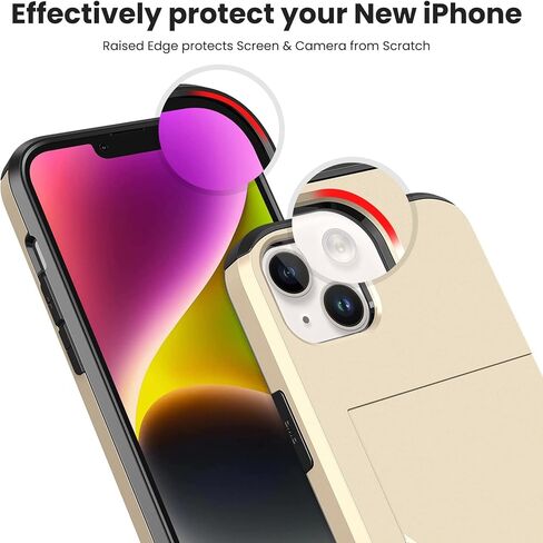 محفظة Jiunai لهاتف iPhone 14، فتحة محفظة لبطاقات الائتمان وبطاقات الهوية وطبقة مزدوجة مقاومة للصدمات وشديدة التحمل ومضادة للخدش لهاتف iPhone 14 6.1 بوصة 5G 2022 أسود in Kuwait