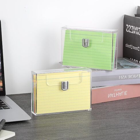 BTSKY 2 Pack Clear Acrylic Index Card Box for 4x6 Inch Cards, Index Card Holder Notecard Box Recipe Card Box Plastic Storage Organizer for Filling Index Cards, Note Cards, Flashcards, Recipes in Saudi Arabia