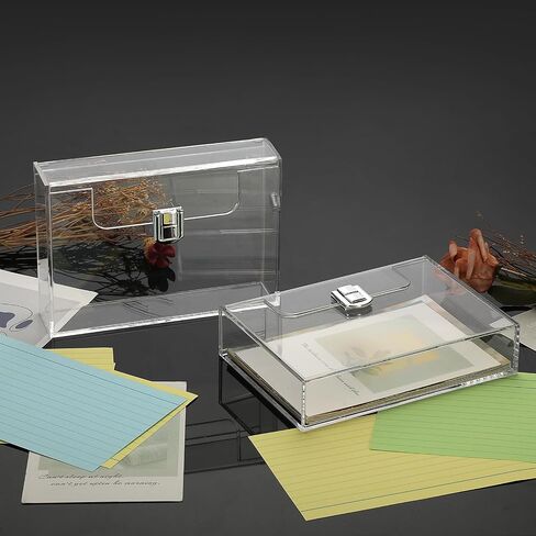 BTSKY 2 Pack Clear Acrylic Index Card Box for 4x6 Inch Cards, Index Card Holder Notecard Box Recipe Card Box Plastic Storage Organizer for Filling Index Cards, Note Cards, Flashcards, Recipes in Saudi Arabia