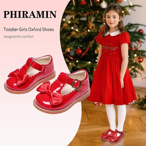 PHIRAMIN Toddler Girl Mary Jane Dress Oxford Shoes-Little Girl School Uniform Shoes for Wedding Party in Saudi Arabia