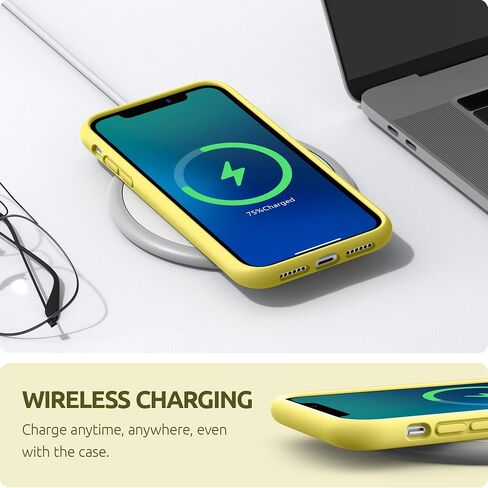 SURPHY متوافق مع حافظة iPhone 11 مقاس 6.1 بوصة، حافظة هاتف من السيليكون السائل بتصميم سميك (مع بطانة من الألياف الدقيقة) لهاتف iPhone 11 2019، أصفر in Kuwait