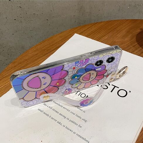 for Motorola Moto G 5g 2024 Case, G Play 5g 2024 Case 6.6" [Not 4g] with Wrist Strap Stand Glitter Cute Kawaii Cartoon Pattern Shockproof Protective Phone Case for Girls Women - Sunflower in Kuwait
