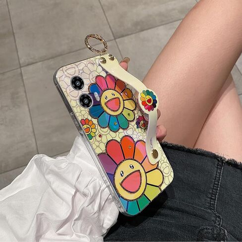 for Motorola Moto G 5g 2024 Case, G Play 5g 2024 Case 6.6" [Not 4g] with Wrist Strap Stand Glitter Cute Kawaii Cartoon Pattern Shockproof Protective Phone Case for Girls Women - Sunflower in Kuwait
