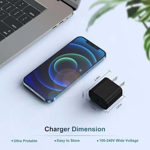 شاحن iPhone 15 16، كتلة شحن سريع USB C بقدرة 20 وات وسلك كابل من النوع C إلى C بطول 6 أقدام لهاتف Apple iPhone 15 Plus/15 Pro Max/16 Pro، وiPad Pro 12.9 بوصة/4/3 Gen، ومحول طاقة بقابس حائط iPad Cube Brick in Saudi Arabia