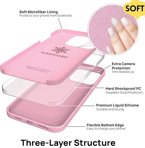 IceSword متوافق مع حافظة iPhone 14 Pro Max، غطاء هاتف من السيليكون السائل واقٍ نحيف، ناعم مضاد للخدش بيج فاتح كريمي دافئ [مقاوم للصدمات] 6.7 بوصة 14 مساءً- حجر in Kuwait