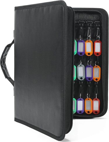Portable Zippered Key Organizer, Waterproof Fireproof Key Case with 24 Key Hooks and Tags,Portable Key Storage for Rental Management Real Estate Sales Hotel Executives and Car Service in Saudi Arabia