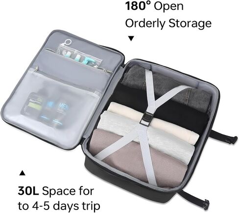 حقيبة ظهر للسفر Omnpak مقاس 18 × 14 × 8، حقيبة أدوات شخصية من شركة Spirit Airlines مع حجرة للأحذية، حقيبة ظهر للكمبيوتر المحمول مقاس 17 بوصة للرجال معتمدة من شركة الطيران، تحمل الأمتعة مع جيب مبلل، أسود in Kuwait