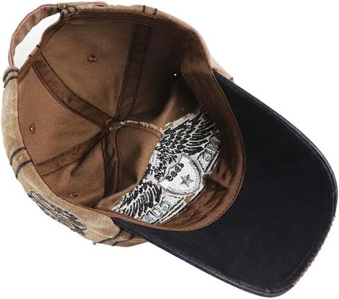 Men's Oilcloth Front Decor Washed Distressed Embroidery Baseball Cap Driver Trucker Hat with Eagle & Shark Patch in Saudi Arabia