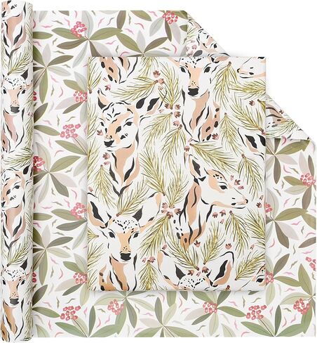 Vnaaem Reversible Christmas Wrapping Paper - Mini Roll - 17 Inches X 33 Feet - for Girls Boys Kids Men Women - Pink Gnome and Snowflakes Pattern Great for Holiday Birthday, Party, Baby Shower in Saudi Arabia